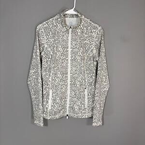 J. McLaughlin Jacket Womens Small Gray Animal Print Full Zip Stretch Track
